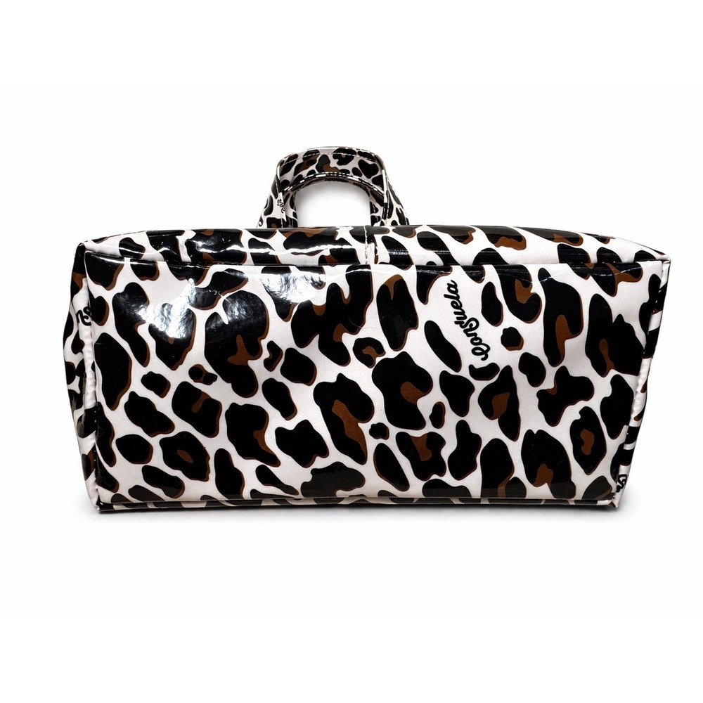Consuela Wedge Mini Leopard Tote Bag Coated Canvas Top Handle Small Shopper Bag - Picture 5 of 8